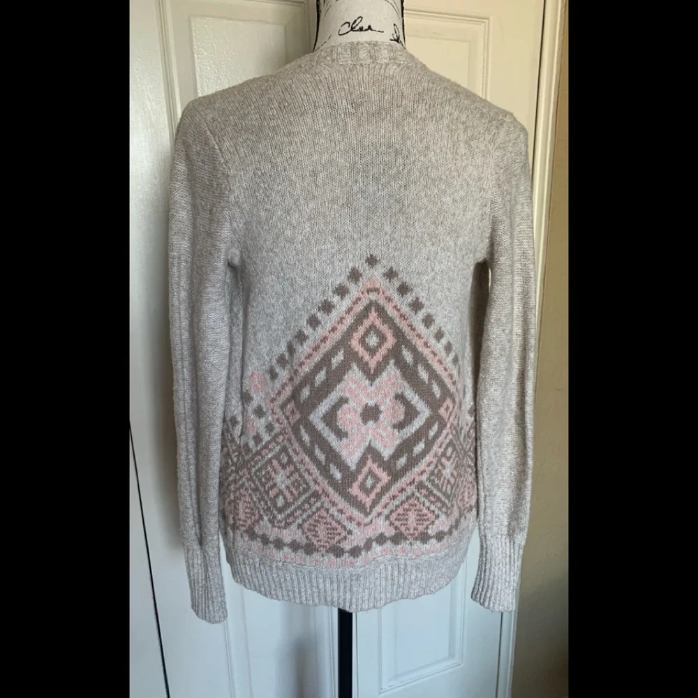 Hollister Neutral Fair Isle Waterfall Open Front Cardigan
